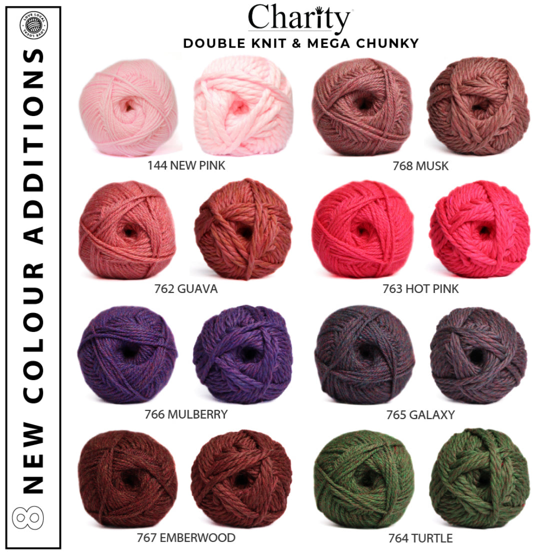 Elle Charity Double Knit 100g New Colours